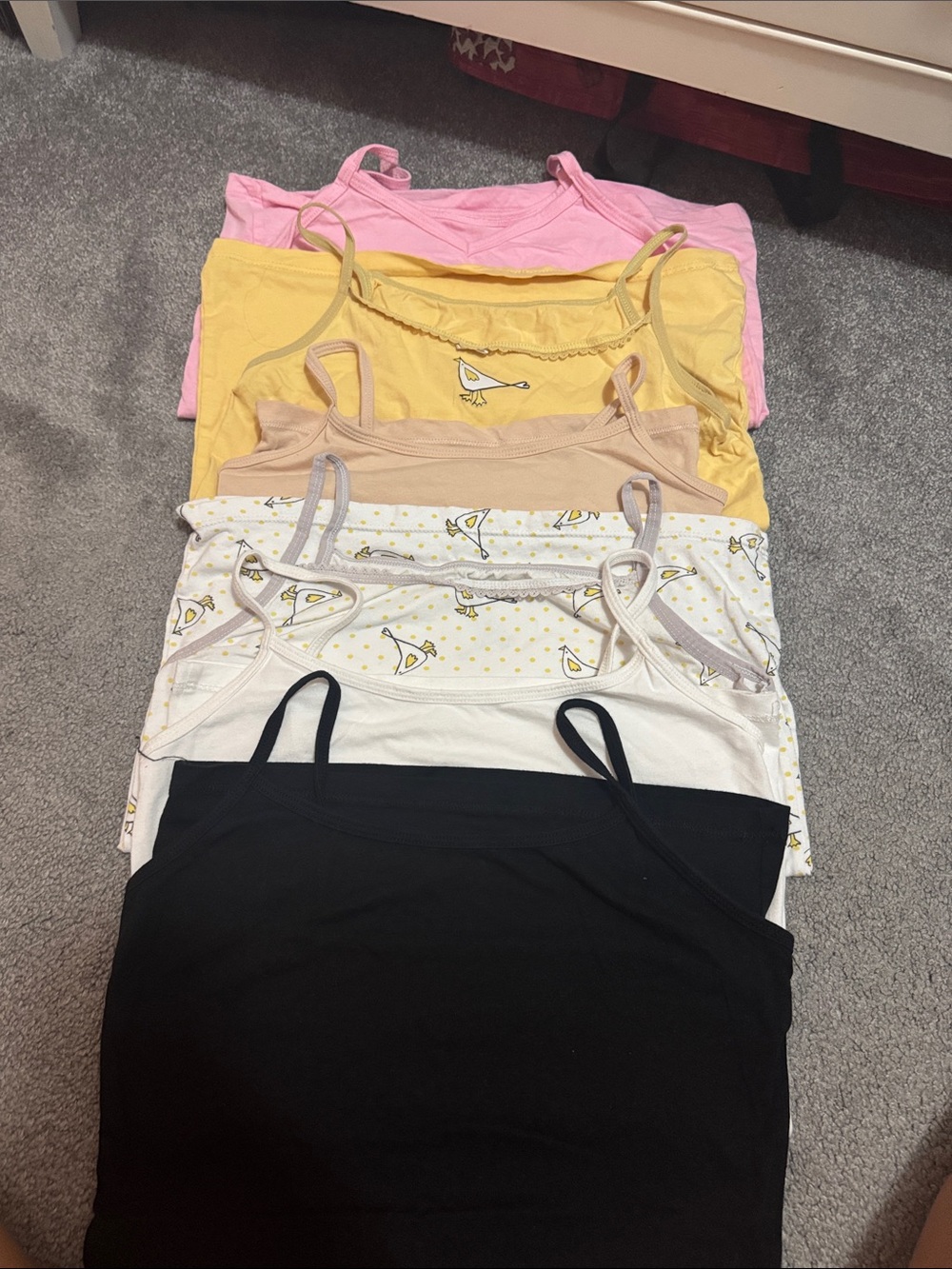 6 pack Women’s Spaghetti Strap Tank Top - Pink, Yellow, Beige, White, Black